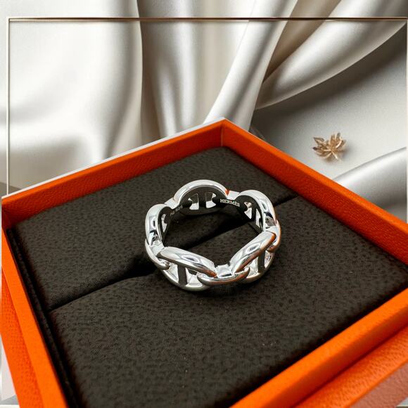 Brand New Authentic Hermès Chaine d'Ancre Enchainee Ring – Size 52 - Picture 3 of 5